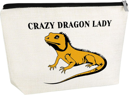 Bearded Animal Gift Makeup Bag Animal Reptile Gift Fors Women Cosmetic Bag Funny Gift Bearded Animals Themed Graduation Christmas Birthday Present for Friend Travel Pouch