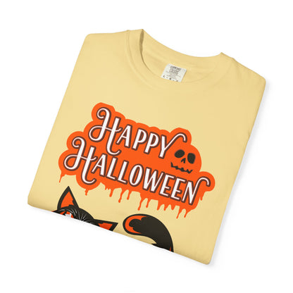 Halloween Cat T-Shirt, Spooky Apparel, Unisex Costume Tee, Fall Fashion, Halloween Party Wear, Fun Trick or Treat Shirt