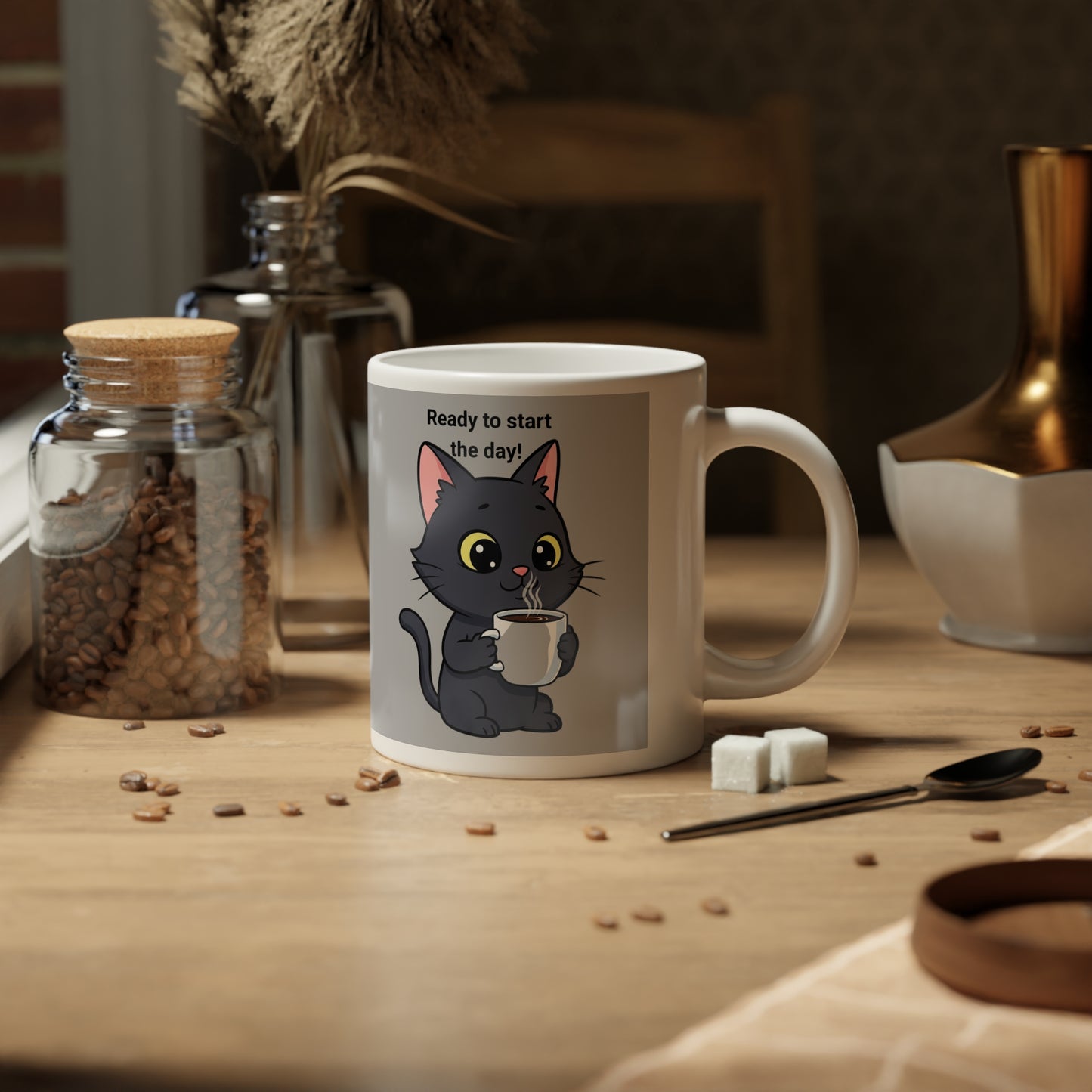 Cute Cat Jumbo Mug, 20oz Coffee Cup for Cat Lovers, Funny Animal Gift for Birthdays, Home Decor, Unique Pet Lover Mug, Cat Memes