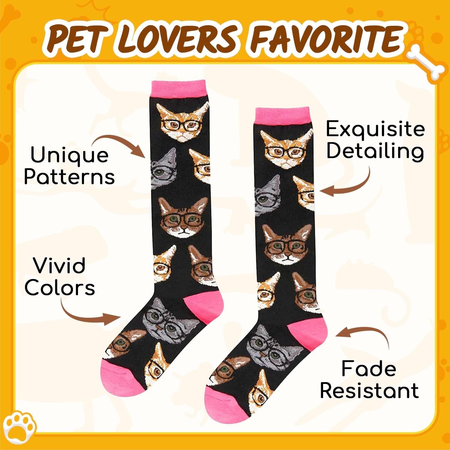 Women Knee High Socks - Chicken Cat Gifts for Lovers, Novelty Chicken Cat Socks