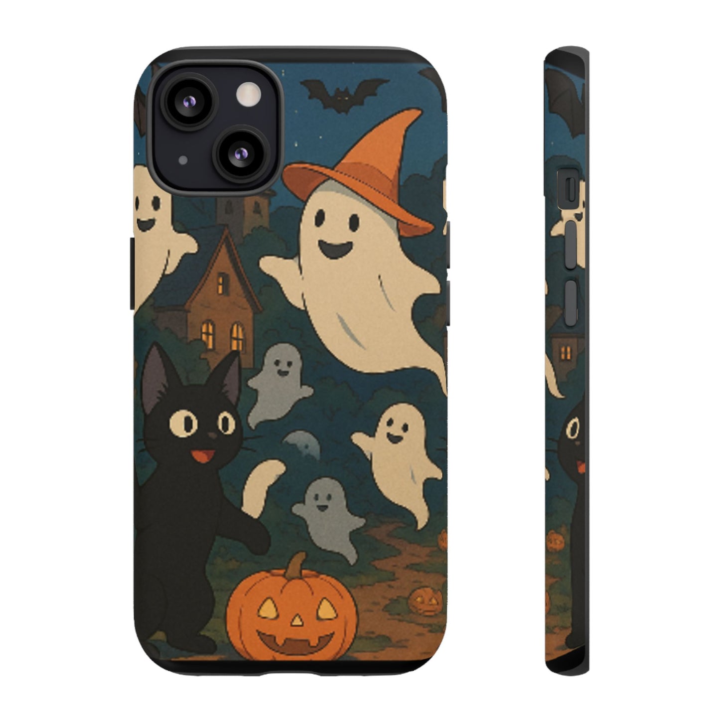 Halloween Phone Case, Spooky Ghost Design, Cat & Pumpkin Accessories, Fall Decor, Trick or Treat Gift