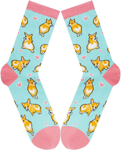 Funny Corgi Gifts for Corgi Lovers Corgi Socks Women with Pizza, Dog Gifts Dog Mom Gifts Crazy Dog Socks