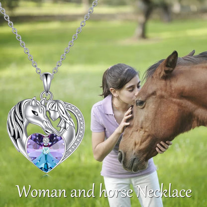 Purple Heart Pendant Necklace for Her Sterling Silver Animal Jewelry