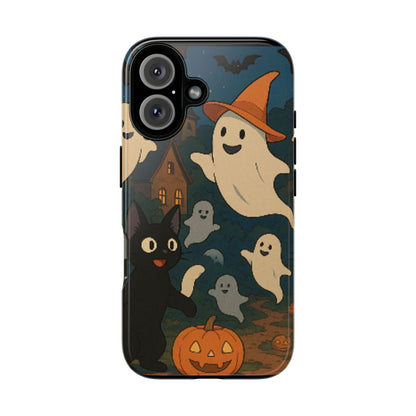 Halloween Phone Case, Spooky Ghost Design, Cat & Pumpkin Accessories, Fall Decor, Trick or Treat Gift
