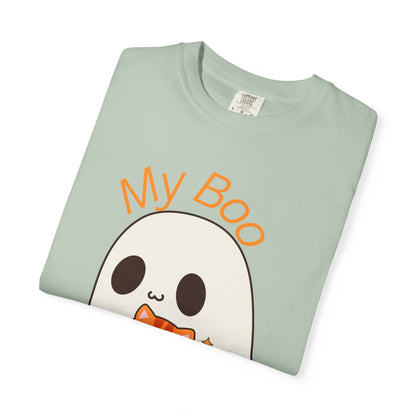 Cute Ghost & Cat Humor Tee, My Boo T-Shirt, Fall Apparel, Halloween Fashion, Gift for Cat Lovers, Unisex Funny Shirt
