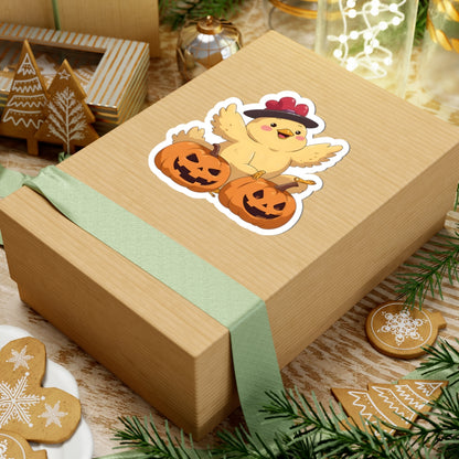Cute Halloween Chicken Stickers, Seasonal Decor, Laptop Accessories, Pumpkin Stickers, Fun Holiday Gift