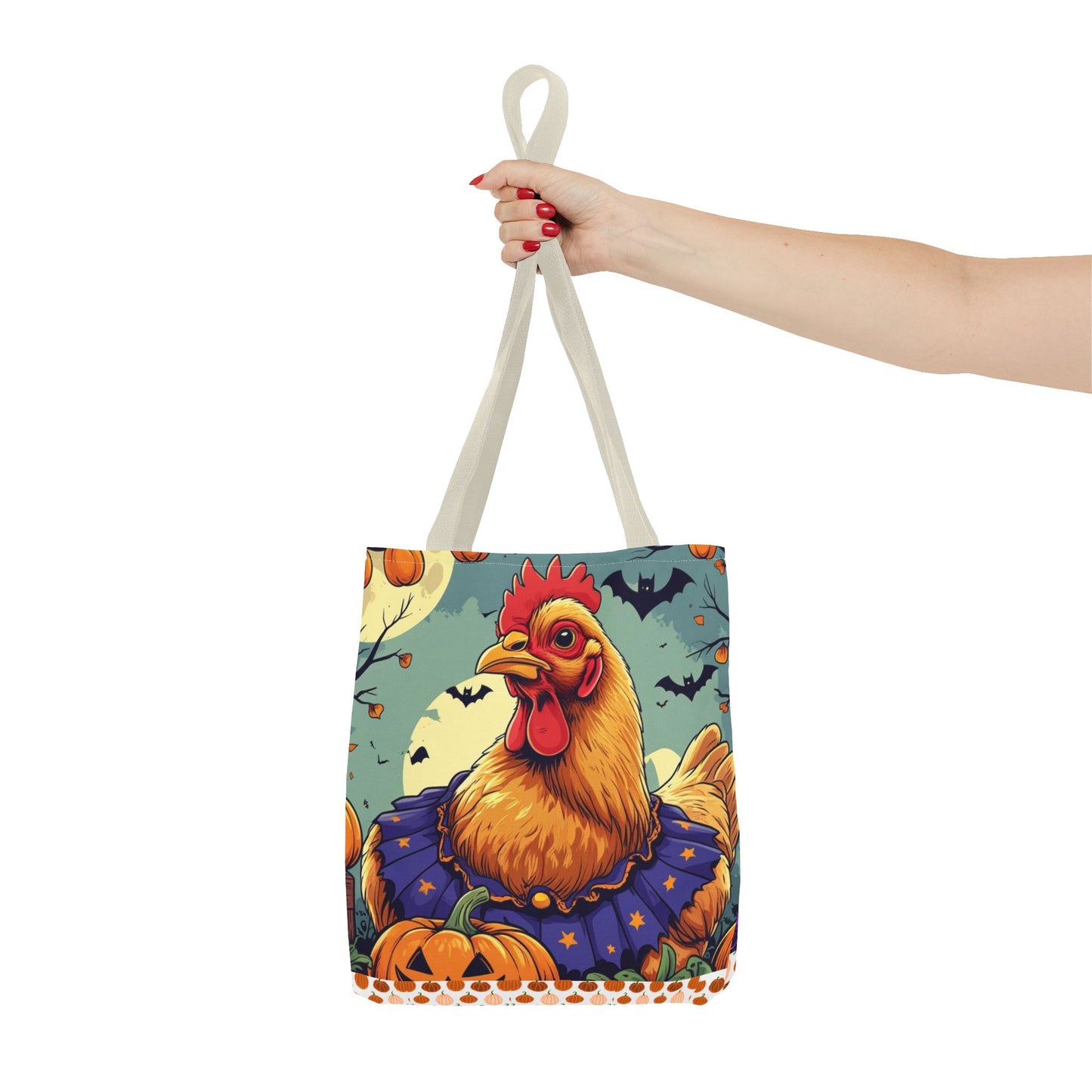 Festive Chicken Tote Bag, Autumn Harvest Bag, Halloween Purse, Farmhouse Decor, Gift for Chicken Lovers