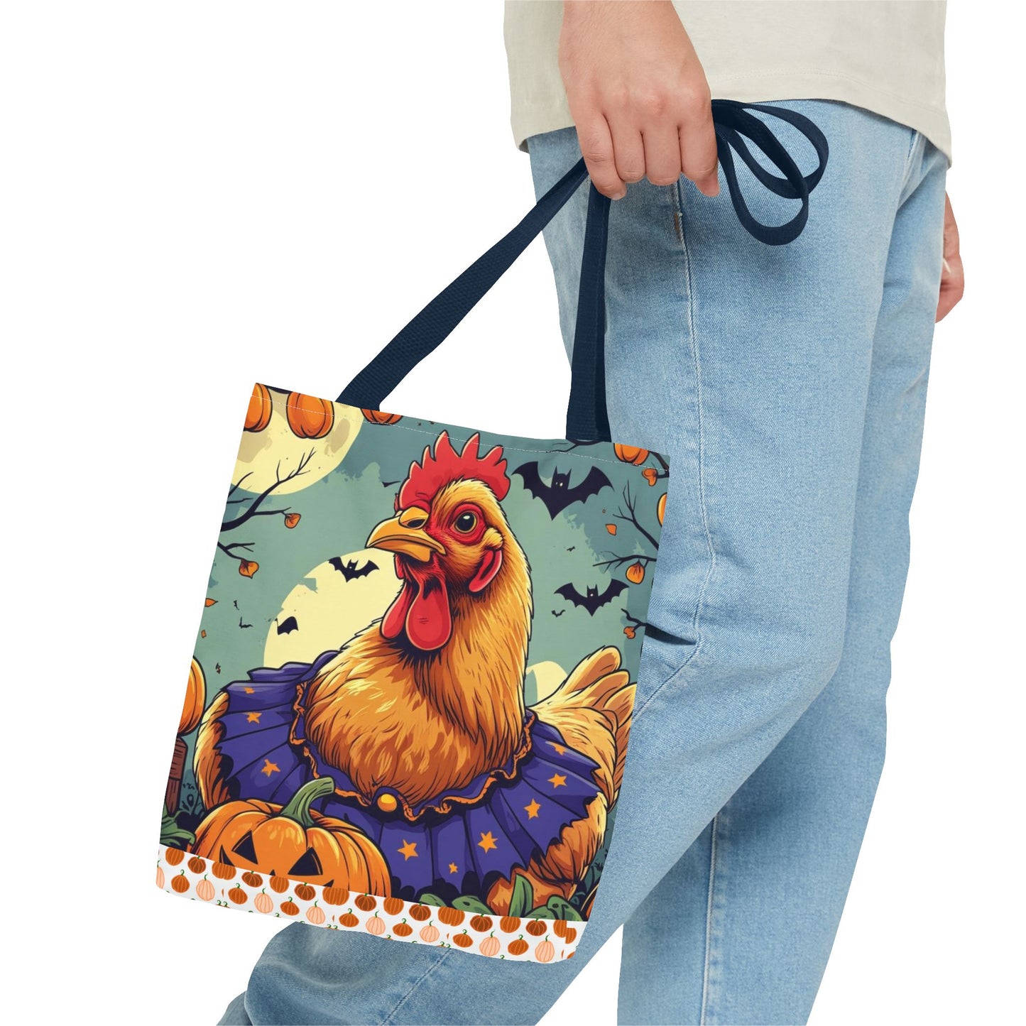 Festive Chicken Tote Bag, Autumn Harvest Bag, Halloween Purse, Farmhouse Decor, Gift for Chicken Lovers