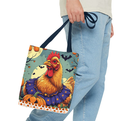 Festive Chicken Tote Bag, Autumn Harvest Bag, Halloween Purse, Farmhouse Decor, Gift for Chicken Lovers