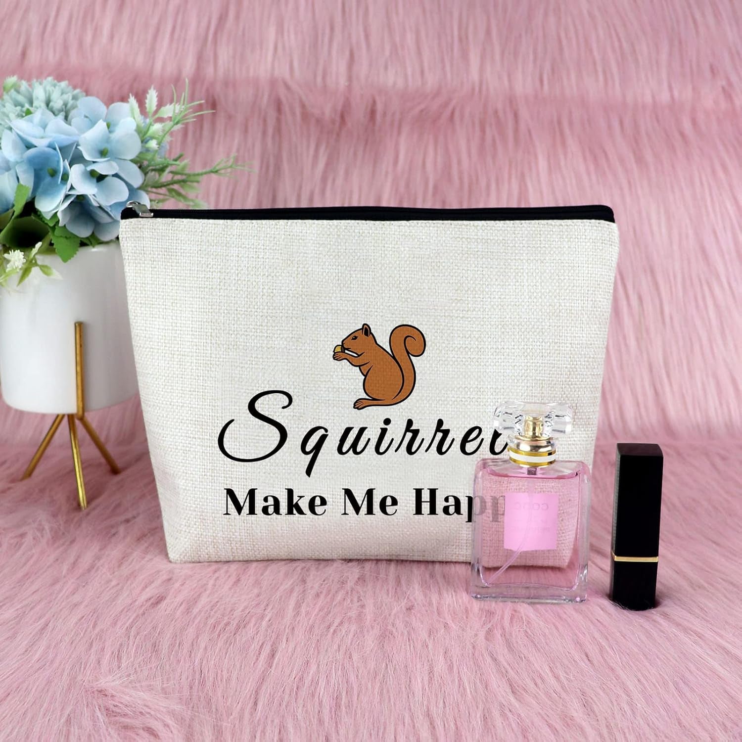 Squirrel Makeup Bag for Women Squirrel Lover Gift for Girls Daughter Friends Animal Lover Presents for Sister Cosmetic Bag Best Friend Anniversary Christmas Birthday Present Zipper Cosmetic Pouch