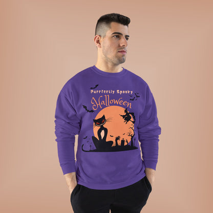 Halloween Cat Crewneck Sweatshirt, Spooky Sweatshirt, Eco-Friendly Apparel, Fall Fashion, Unisex Halloween Sweater