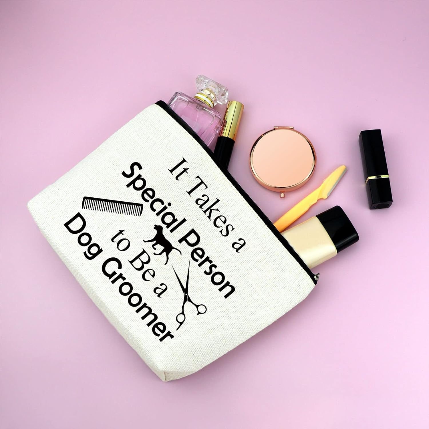 Dog Groomer Gifts Makeup Bag Dog Groomer Themed Gifts Pet Hair Stylist Appreciation Cosmetic Bag Christmas Thanksgiving Birthday Present for Hairdresser Travel Pouch