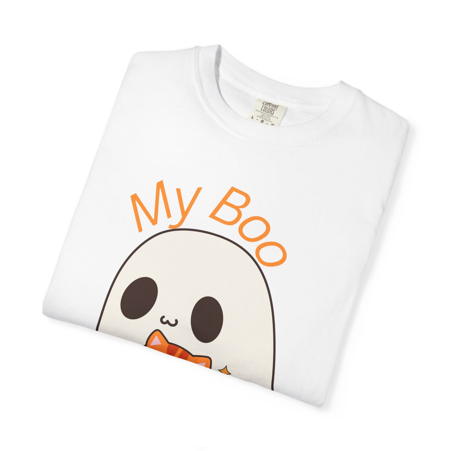 Cute Ghost & Cat Humor Tee, My Boo T-Shirt, Fall Apparel, Halloween Fashion, Gift for Cat Lovers, Unisex Funny Shirt