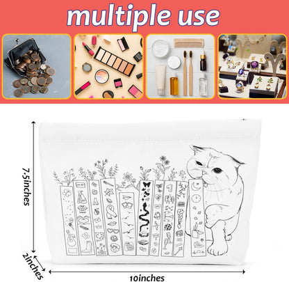 Cat Gifts for Cat Lovers Cute Cat Makeup Bag Book Lovers Gifts Inspired Music Lover Gifts Singer Merch for Women Friends Cat Mom Cat Lady Bookish Book Club Gifts Birthday Graduation Cosmetic Bag