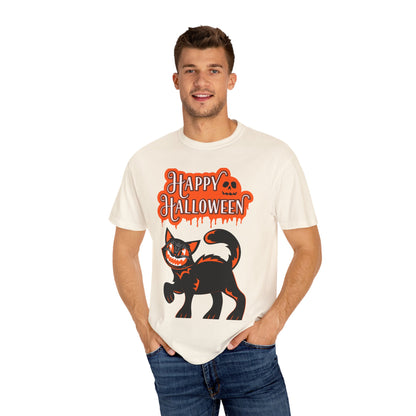 Halloween Cat T-Shirt, Spooky Apparel, Unisex Costume Tee, Fall Fashion, Halloween Party Wear, Fun Trick or Treat Shirt