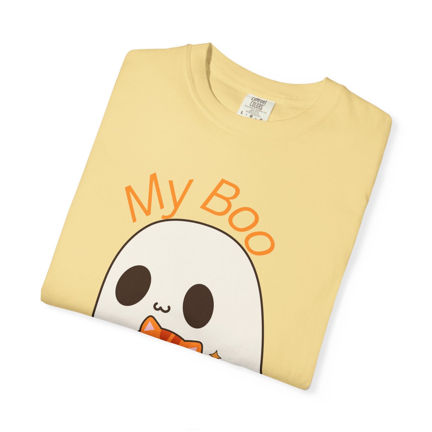 Cute Ghost & Cat Humor Tee, My Boo T-Shirt, Fall Apparel, Halloween Fashion, Gift for Cat Lovers, Unisex Funny Shirt