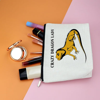 Bearded Animal Gift Makeup Bag Animal Reptile Gift Fors Women Cosmetic Bag Funny Gift Bearded Animals Themed Graduation Christmas Birthday Present for Friend Travel Pouch