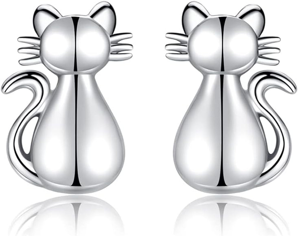 Pretty Sterling Silver Stud Earrings for Women - Cute Lady Cat Stud Dog Paw Stud Earring Gift Jewelry for Pet Cat Lovers, Mother'S Day Christmas Birthday Anniversary Jewelry Gifts
