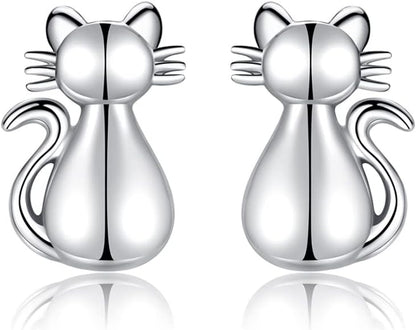 Pretty Sterling Silver Stud Earrings for Women - Cute Lady Cat Stud Dog Paw Stud Earring Gift Jewelry for Pet Cat Lovers, Mother'S Day Christmas Birthday Anniversary Jewelry Gifts