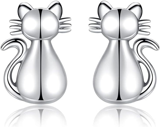 Pretty Sterling Silver Stud Earrings for Women - Cute Lady Cat Stud Dog Paw Stud Earring Gift Jewelry for Pet Cat Lovers, Mother'S Day Christmas Birthday Anniversary Jewelry Gifts