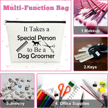 Dog Groomer Gifts Makeup Bag Dog Groomer Themed Gifts Pet Hair Stylist Appreciation Cosmetic Bag Christmas Thanksgiving Birthday Present for Hairdresser Travel Pouch