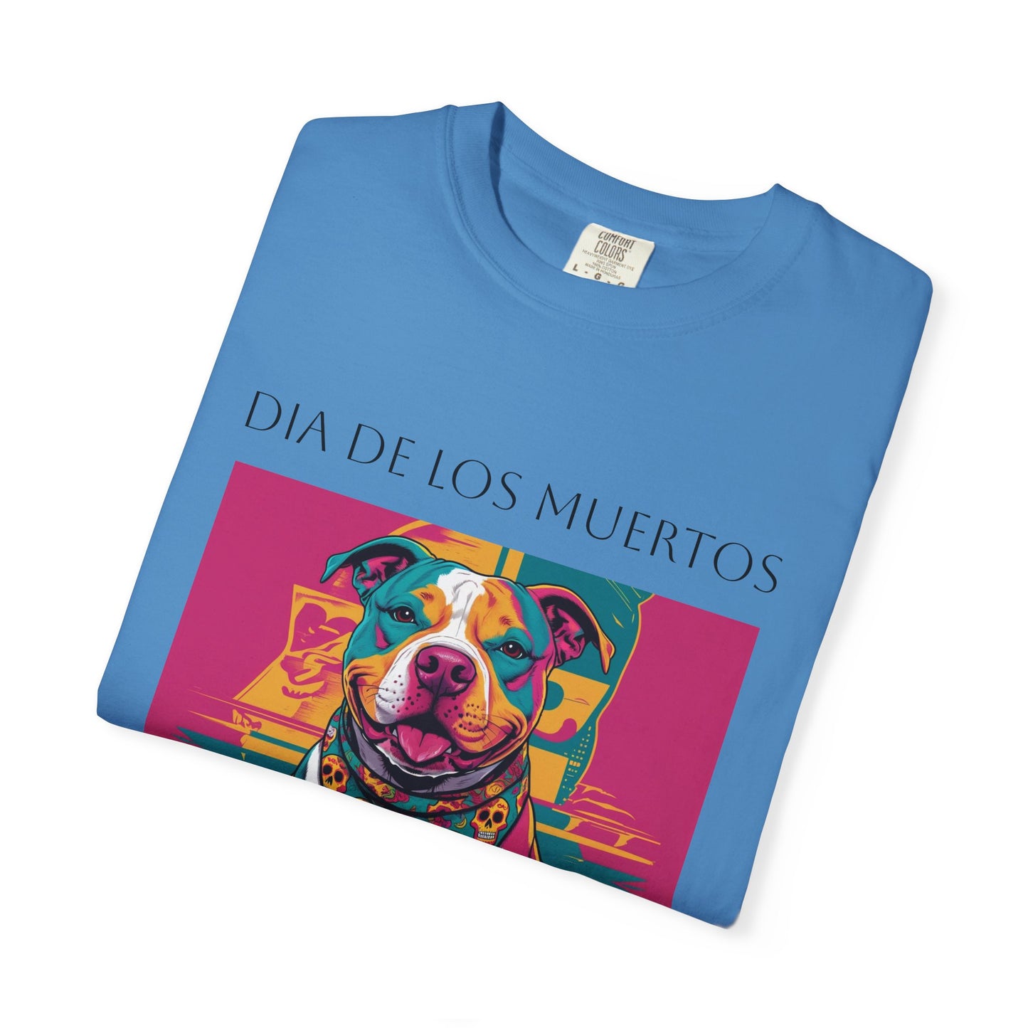 Colorful Dia de los Muertos T-Shirt, Unisex Graphic Tee, Day of the Dead Celebration Shirt, Festive Casual Wear, Gift for Dog Lovers