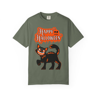 Halloween Cat T-Shirt, Spooky Apparel, Unisex Costume Tee, Fall Fashion, Halloween Party Wear, Fun Trick or Treat Shirt