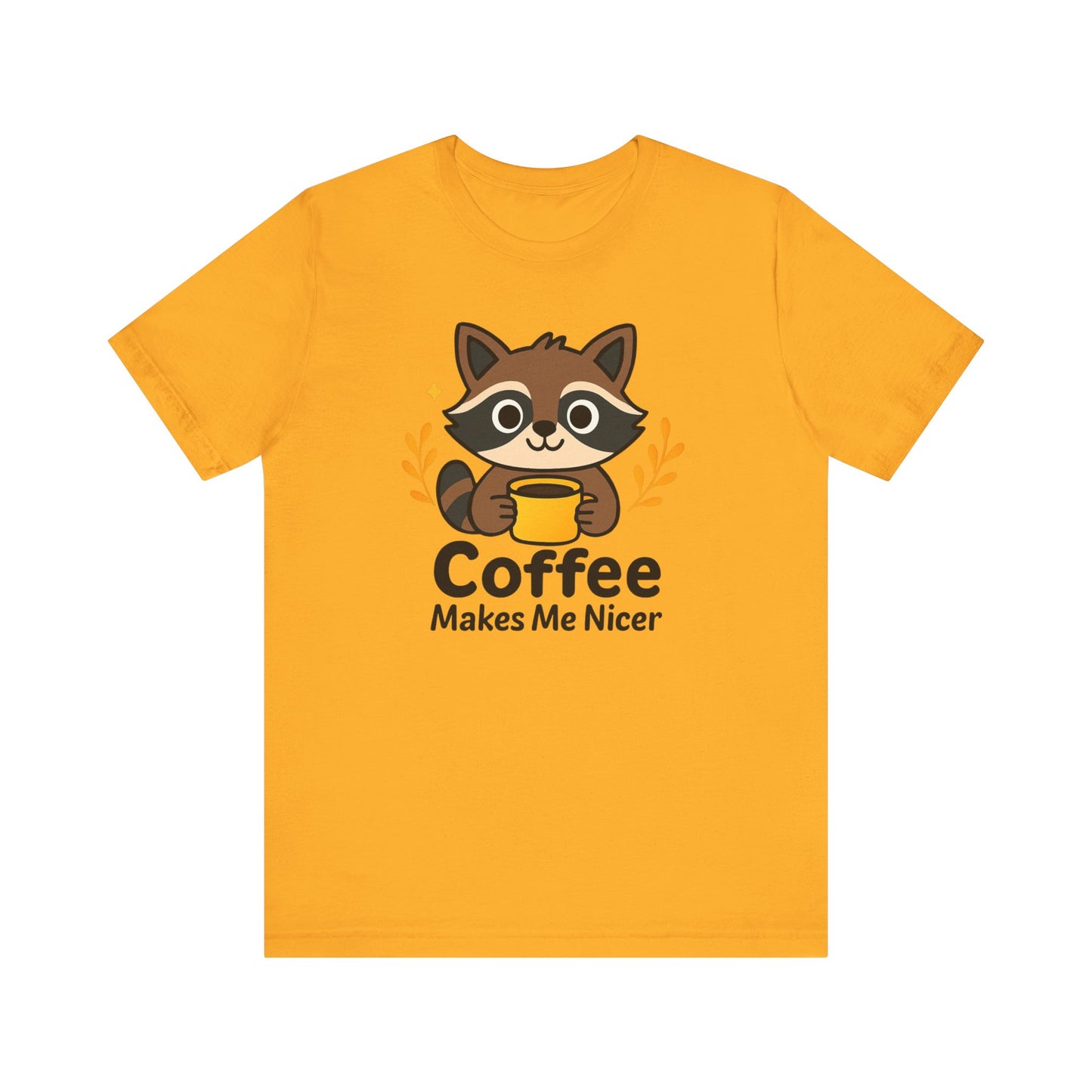 Coffee Lover's Unisex Short Sleeve Tee, Cute Raccoon Shirt, Gift for Coffee Enthusiasts, Casual Wear, Quirky Graphic Tee