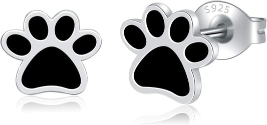 Pretty Sterling Silver Stud Earrings for Women - Cute Lady Cat Stud Dog Paw Stud Earring Gift Jewelry for Pet Cat Lovers, Mother'S Day Christmas Birthday Anniversary Jewelry Gifts