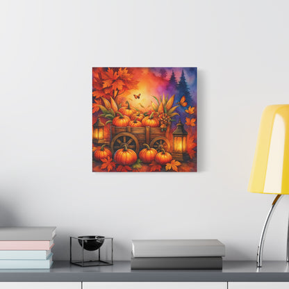 Autumn Pumpkin Canvas Wall Art, Fall Decor for Home, Harvest Season Artwork, Thanksgiving Decoration, Cozy Seasonal Wall Hanging