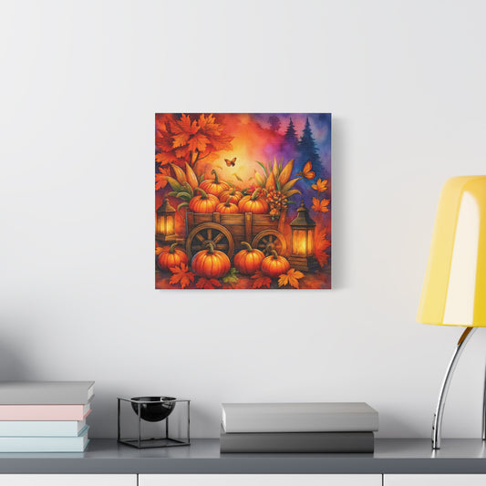 Autumn Pumpkin Canvas Wall Art, Fall Decor for Home, Harvest Season Artwork, Thanksgiving Decoration, Cozy Seasonal Wall Hanging