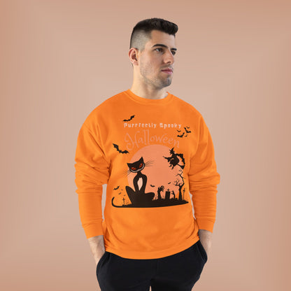 Halloween Cat Crewneck Sweatshirt, Spooky Sweatshirt, Eco-Friendly Apparel, Fall Fashion, Unisex Halloween Sweater