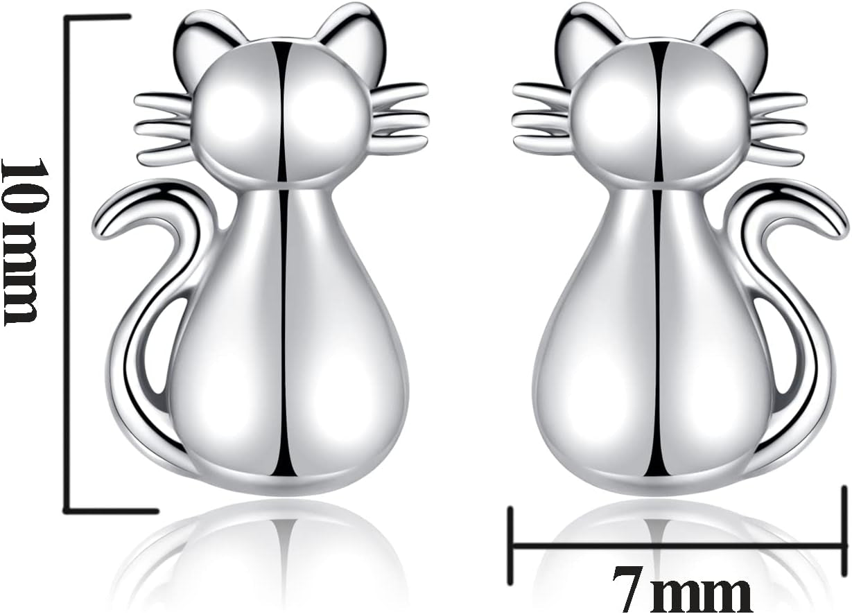 Pretty Sterling Silver Stud Earrings for Women - Cute Lady Cat Stud Dog Paw Stud Earring Gift Jewelry for Pet Cat Lovers, Mother'S Day Christmas Birthday Anniversary Jewelry Gifts