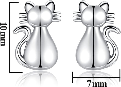 Pretty Sterling Silver Stud Earrings for Women - Cute Lady Cat Stud Dog Paw Stud Earring Gift Jewelry for Pet Cat Lovers, Mother'S Day Christmas Birthday Anniversary Jewelry Gifts
