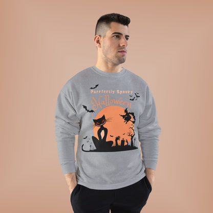 Halloween Cat Crewneck Sweatshirt, Spooky Sweatshirt, Eco-Friendly Apparel, Fall Fashion, Unisex Halloween Sweater