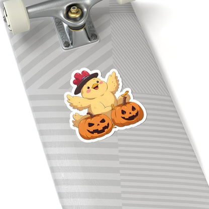 Cute Halloween Chicken Stickers, Seasonal Decor, Laptop Accessories, Pumpkin Stickers, Fun Holiday Gift