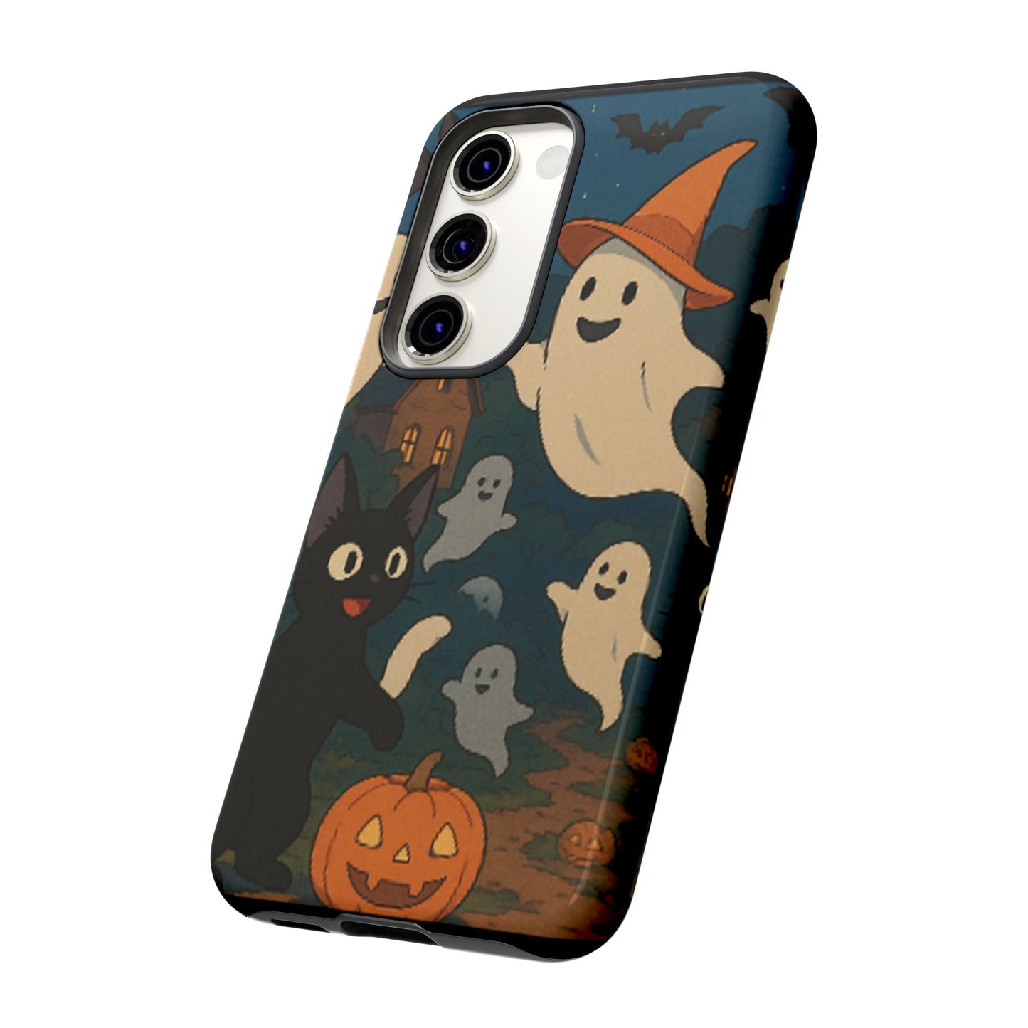 Halloween Phone Case, Spooky Ghost Design, Cat & Pumpkin Accessories, Fall Decor, Trick or Treat Gift