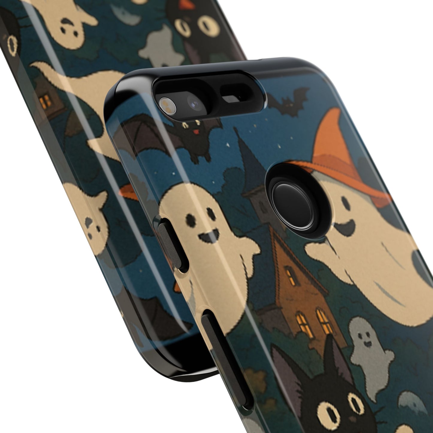 Halloween Phone Case, Spooky Ghost Design, Cat & Pumpkin Accessories, Fall Decor, Trick or Treat Gift