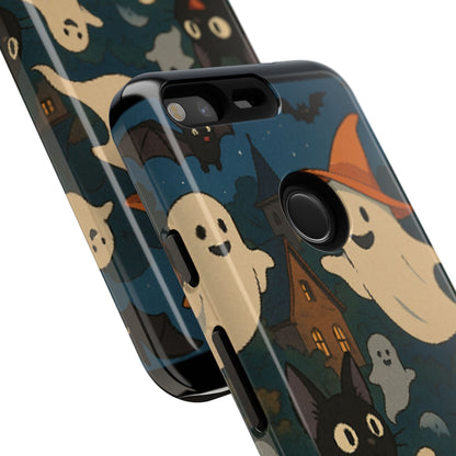 Halloween Phone Case, Spooky Ghost Design, Cat & Pumpkin Accessories, Fall Decor, Trick or Treat Gift