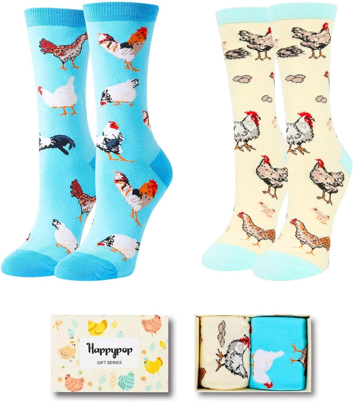 Animal Gift Ideas for Women - Chicken Socks for Women Llama Socks Crazy Chicken Lady Gifts