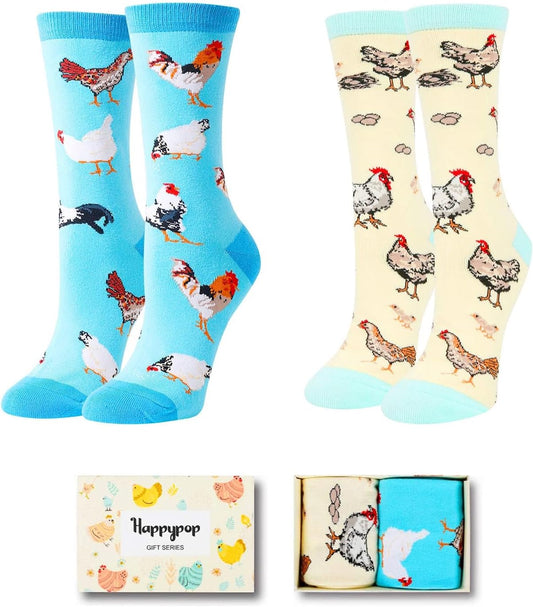 Animal Gift Ideas for Women - Chicken Socks for Women Llama Socks Crazy Chicken Lady Gifts