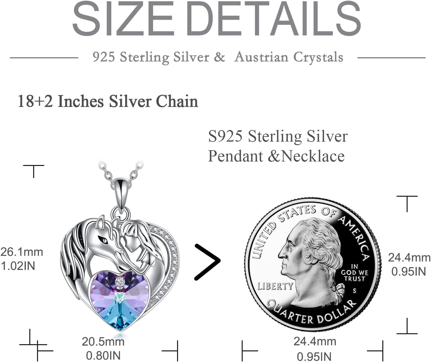 Purple Heart Pendant Necklace for Her Sterling Silver Animal Jewelry