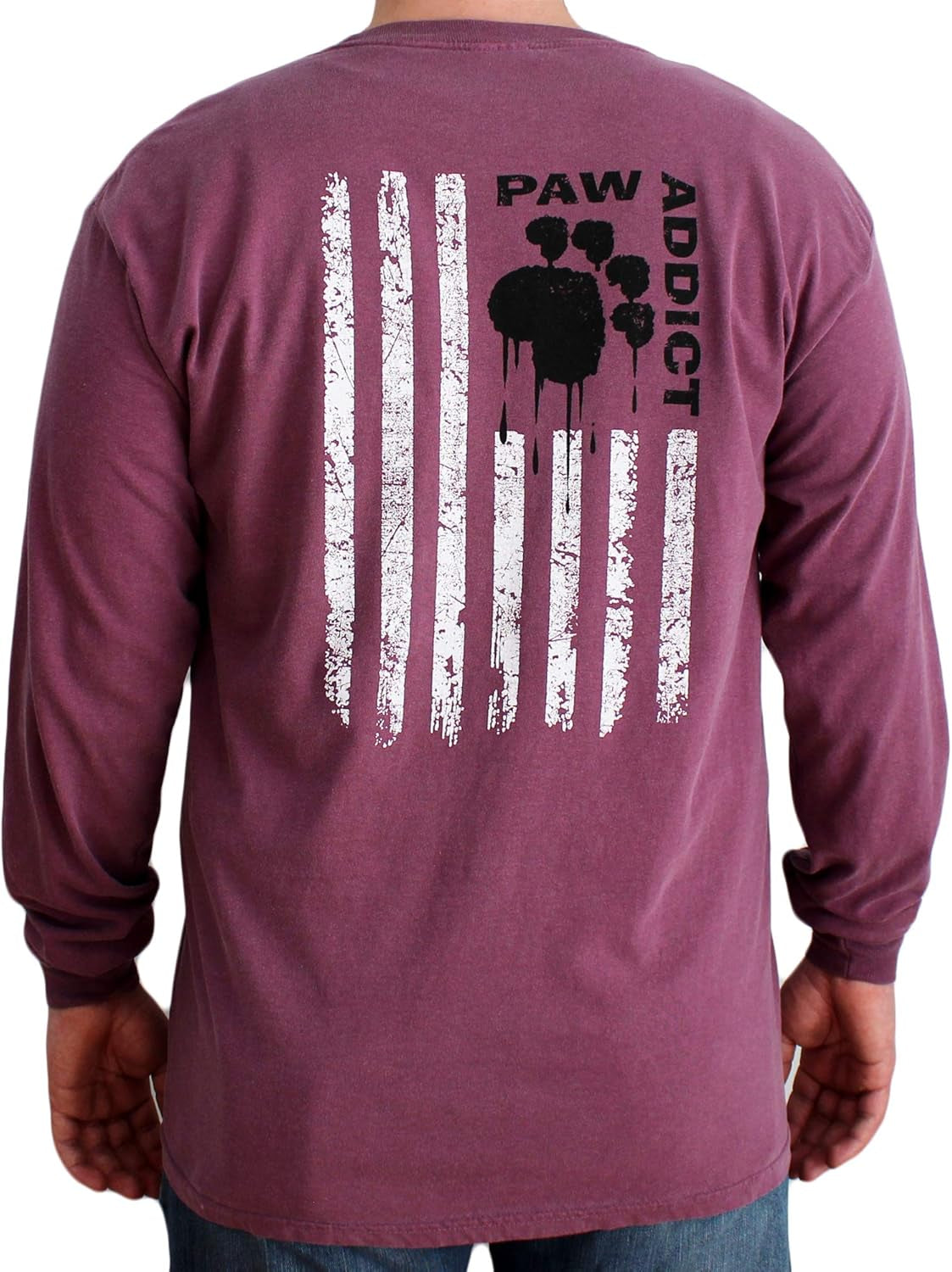 Long Sleeve Graphic Tshirts | Paw Flag Rescue Cross Novelity Shirt for Cat & Dog Lovers