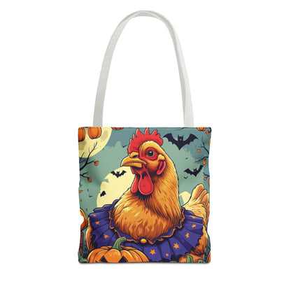 Festive Chicken Tote Bag, Autumn Harvest Bag, Halloween Purse, Farmhouse Decor, Gift for Chicken Lovers