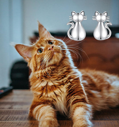 Pretty Sterling Silver Stud Earrings for Women - Cute Lady Cat Stud Dog Paw Stud Earring Gift Jewelry for Pet Cat Lovers, Mother'S Day Christmas Birthday Anniversary Jewelry Gifts