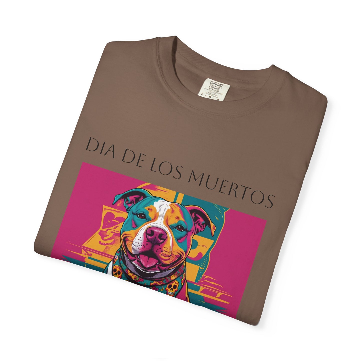 Colorful Dia de los Muertos T-Shirt, Unisex Graphic Tee, Day of the Dead Celebration Shirt, Festive Casual Wear, Gift for Dog Lovers