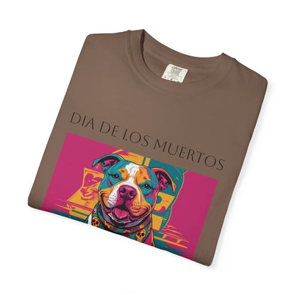 Colorful Dia de los Muertos T-Shirt, Unisex Graphic Tee, Day of the Dead Celebration Shirt, Festive Casual Wear, Gift for Dog Lovers