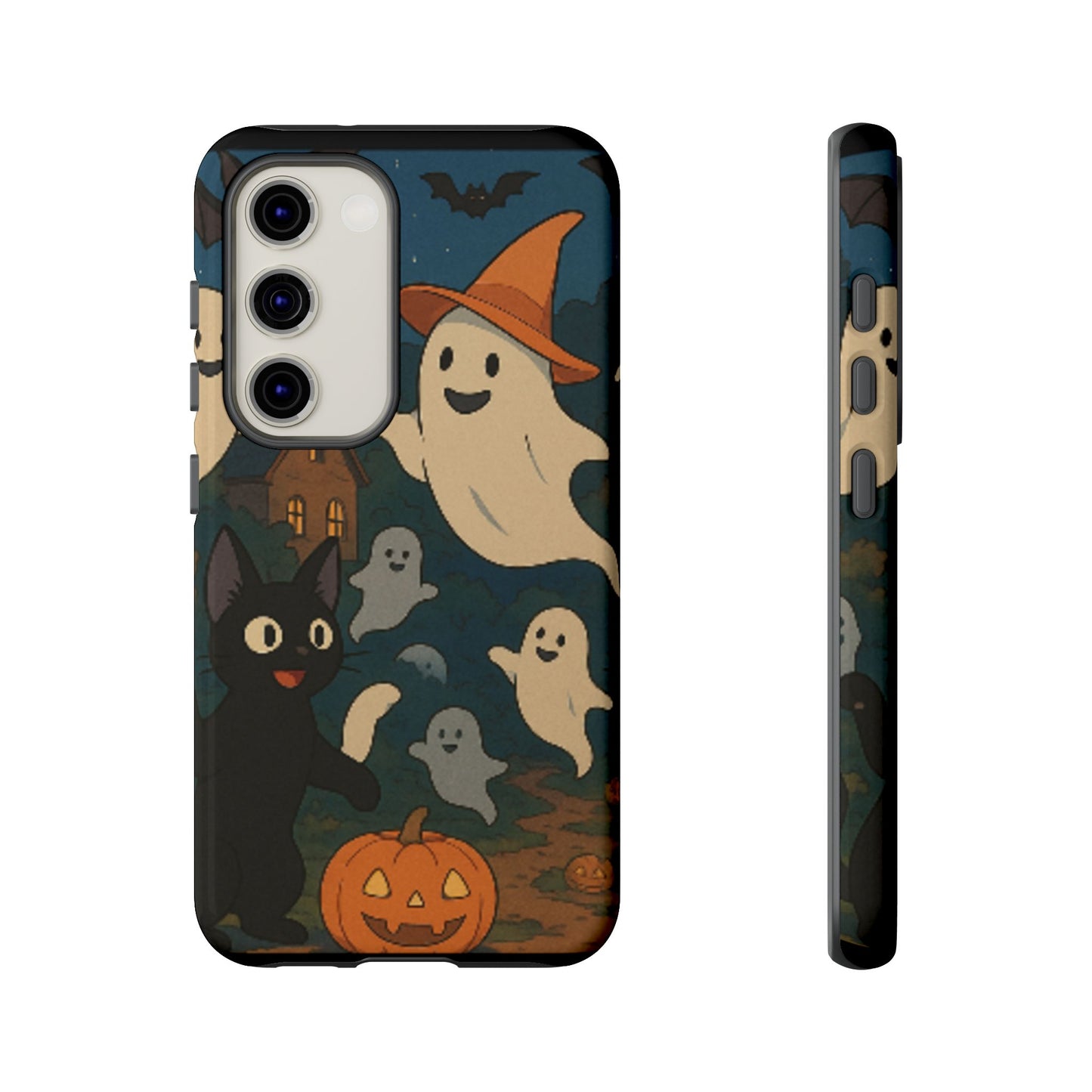 Halloween Phone Case, Spooky Ghost Design, Cat & Pumpkin Accessories, Fall Decor, Trick or Treat Gift