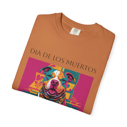 Colorful Dia de los Muertos T-Shirt, Unisex Graphic Tee, Day of the Dead Celebration Shirt, Festive Casual Wear, Gift for Dog Lovers