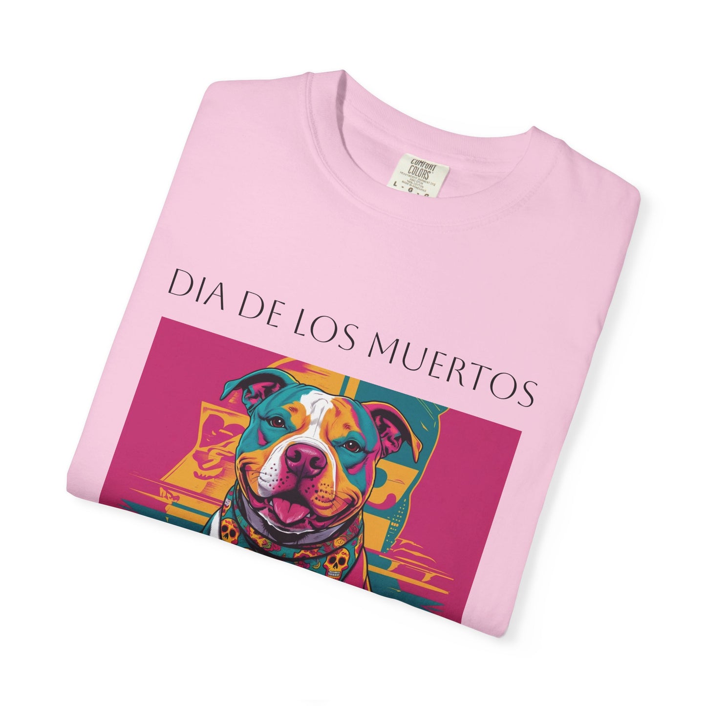 Colorful Dia de los Muertos T-Shirt, Unisex Graphic Tee, Day of the Dead Celebration Shirt, Festive Casual Wear, Gift for Dog Lovers